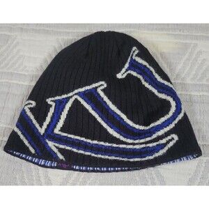 Adidas KU Kansas‎ Jayhawks Knit Beanie Hat Blue Black Ribbed Winter Cap Unisex